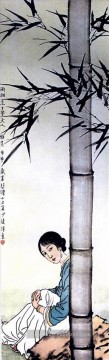  chinois - Xu Beihong fille sous bambou chinois